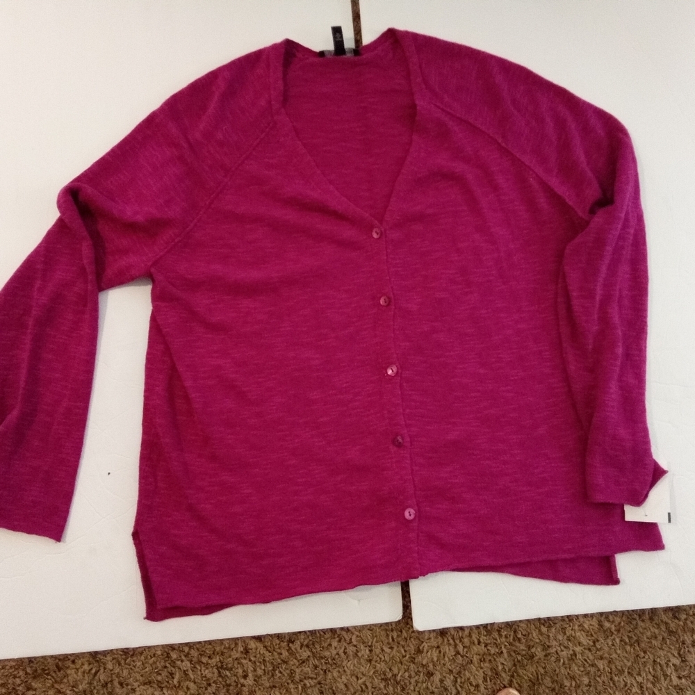 Eileen‎ Fisher Pink Cardigan Sweater Knit Long Sleeve
